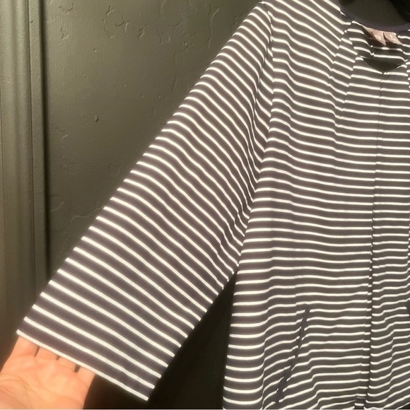 Chico's 3 womens Cardigan Sweater Blue & White striped 1 Button Striped - Picture 7 of 10